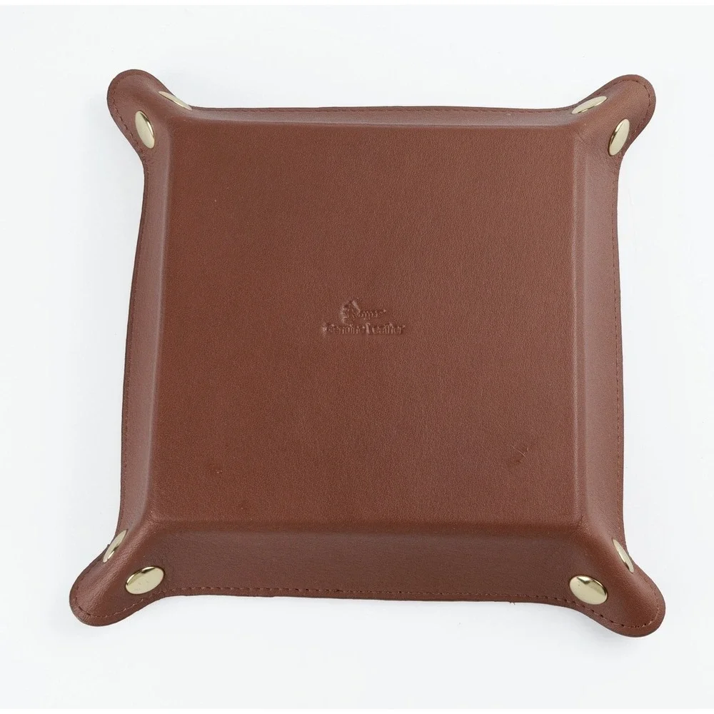 Royce New York Brown Leather Valet Tray For Men